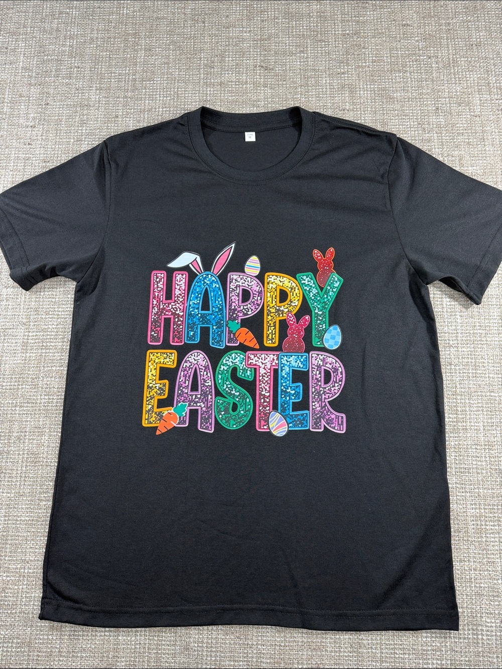 Happy Easter Graphic Tee - Black